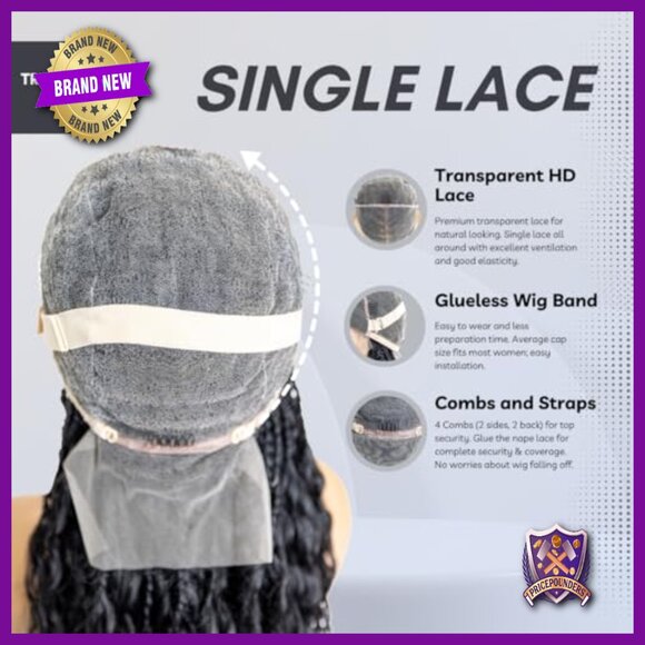 Full Lace Micro Box Braid Wig with Peruvian Deep Waves 24 Inch main image 6